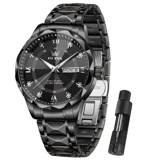 OLEVS Luxury Classic Analog Diamond Black Quartz - Lux Timepieces 