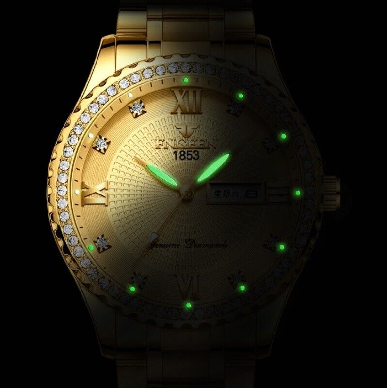 Gold Men’s Quartz Watch – Stainless Steel, Waterproof, Classic - Lux Timepieces 